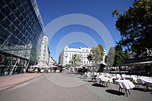 Vorosmarty square in Budapest downtown