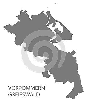 Vorpommern-Greifswald grey county map of Mecklenburg Western Pomerania DE