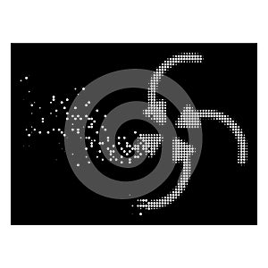 White Dissipated Pixelated Halftone Vortex Arrows Icon photo
