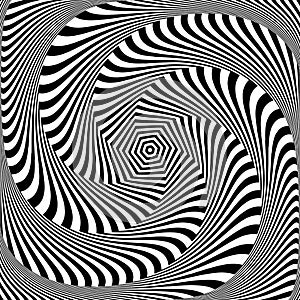 Vortex circular rotation movement illusion. Abstract op art design