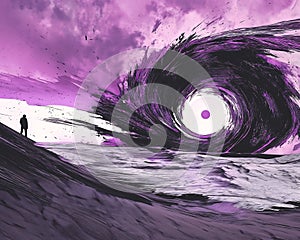 Vortex of Destruction: A Surreal Visual of a Purple Black Man Co