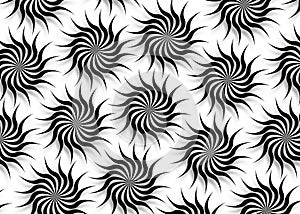 Vortex sign pattern background, wave and spiral texture icon vector template. Fabric Textile tribal Sun Black Circles in curves