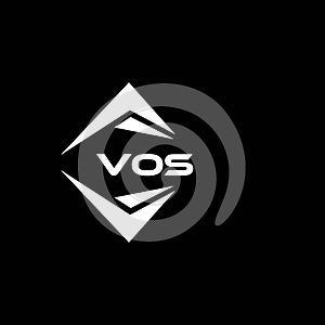 VOS abstract technology logo design on Black background. VOS creative initials letter logo concept