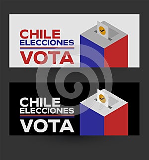 Vota Elecciones Chile, Vote Chilean Elections spanish text design. photo