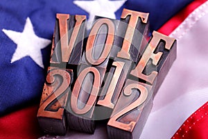 VOTE 2012 letters on American Flag