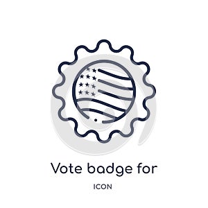 vote badge for political elections icon from political outline collection. Thin line vote badge for political elections icon
