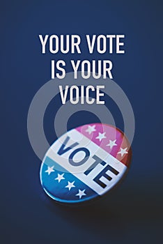 Vote badge and text your vote is your voice