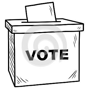 Vote Ballot Box Doodle Drawing Vector Icon