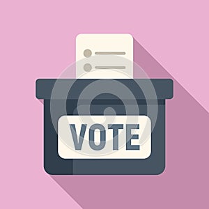 Vote ballot box icon flat vector. Debate talking
