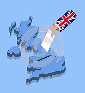 Vote for British election over a United Kingdom map