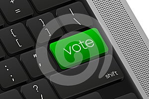 Vote button. Computer Keyboard. Word on pc computer keyboard. Vector illustration.