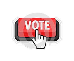 Vote button with cursor. Pointer click. Vector web button.