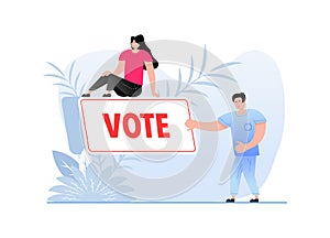 Vote button with cursor. Pointer click. Vector web button.