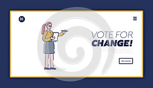 Vote for change template landing page with election and democracy concept