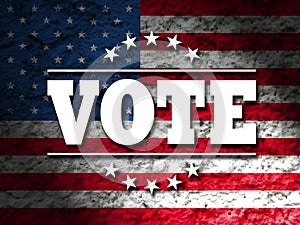 Vote design for Presidential Election USA, Vote sign with american flag photo