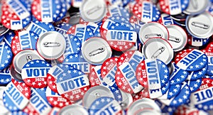 Vote election badge button for 2020 background, vote USA 2020, 3D illustration, 3D rendering