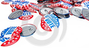 Vote election badge button for 2020 background, vote USA 2020, 3D illustration, 3D rendering