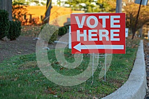 Vote here sign on election day