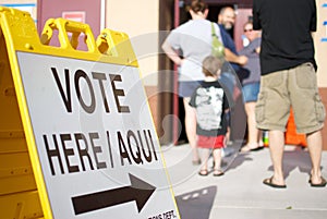 Vote Here Sign and Line