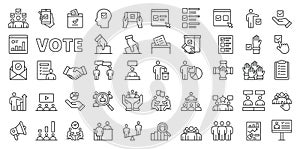 Vote icons in line design. Vote, election, democracy, poll, ballot, voting, infographic, website, line, candidate