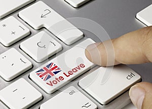 Vote leave - Inscription on White Keyboard Key