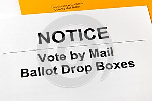 Vote by mail ballot drop box notice.