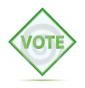 Vote modern abstract green diamond button