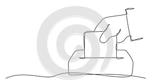 Vote One line drawing isolated on white background