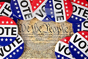 Vote pins on US Constitution