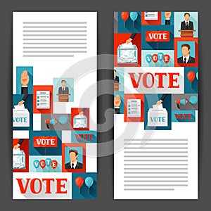 Vote political elections banners. Backgrounds for campaign leaflets, web sites and flayers