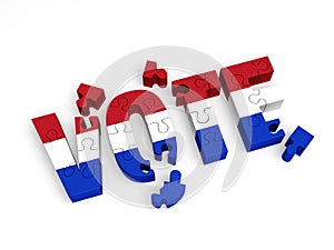 Vote Puzzle, Piecing Together Choice, a 3D Illustration