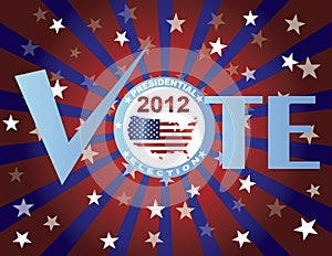 Vote Red White and Blue Stars Sun Rays