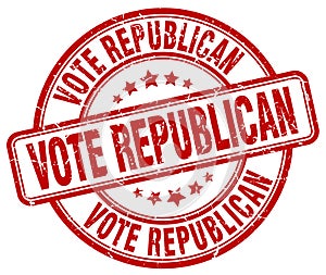 Vote republican red grunge round stamp