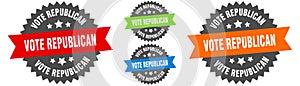 vote republican sign. round ribbon label set. Seal