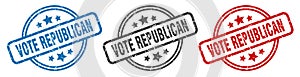 vote republican stamp. vote republican round isolated sign.