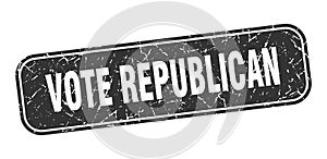 vote republican stamp. vote republican square grungy isolated sign.