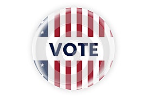 Vote sticker or badge with us american flag signs. US, USA, american election, voting sign.