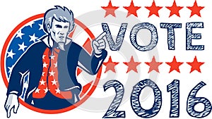 Vote 2016 Uncle Sam Pointing Circle Retro