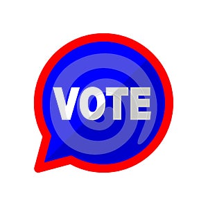 Vote vector on bubble speech sign. Election icon logo for political campaign, illustration design