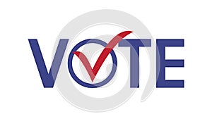 Vote word with checkmark symbols, Check mark icon, Political template elections campaign logo