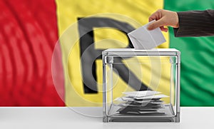Voter on a Rwanda flag background. 3d illustration