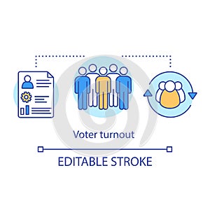 Voter turnout concept icon. Elections idea thin line illustration. Eligible voting population percentage. General