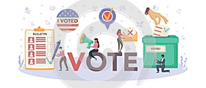 Voter typographic header. Idea of election and governement photo