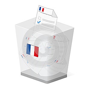 Voting basket or box with ballots icon for French presidential election