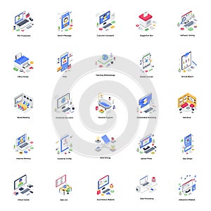 Voting and Business Data Isometric Illustrations