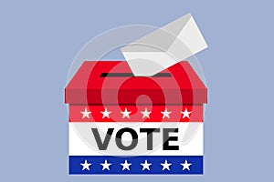 Voting concept envelope inserted in Ballot box or urn vector isolated - United States of America