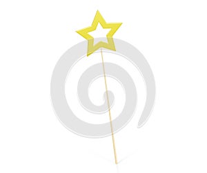 Voting concept. Rating five golden star. 3D render illustration isolated on white background