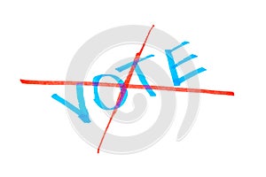 Voting is crossed out on a white background. Cancellation, annulment of voting