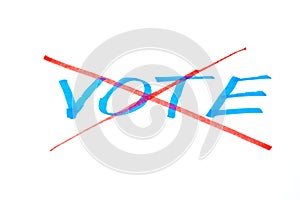 Voting is crossed out on a white background. Cancellation, annulment of voting