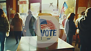 Voting Day in America: Citizens Queue to Exercise Democratic Right.Generative AI Illustration